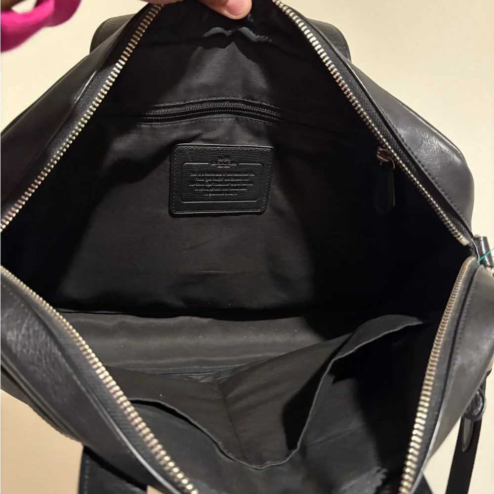 Coach Hamilton Black Pebbled Leather Laptop Briefcase with Top Handles and Strap